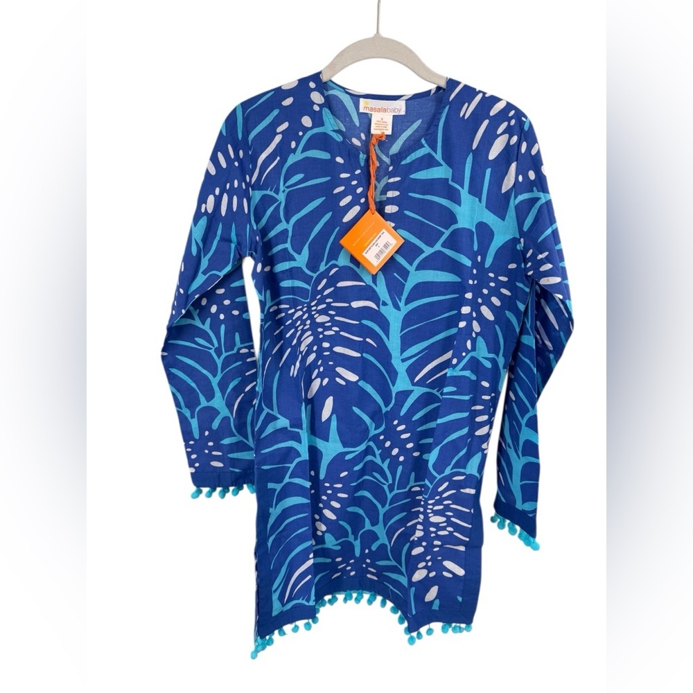 Masala Baby Swim Cover Womens Island Love Mommy Tunic Navy Blue Size Small Palm
